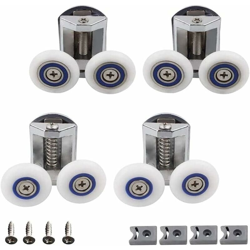 foto del prodotto ruota per porta doccia, 4 pezzi ruote doppie per porta doccia, rullo per porta doccia, rullo per cabina doccia per bagno, pu essere utilizzato per
