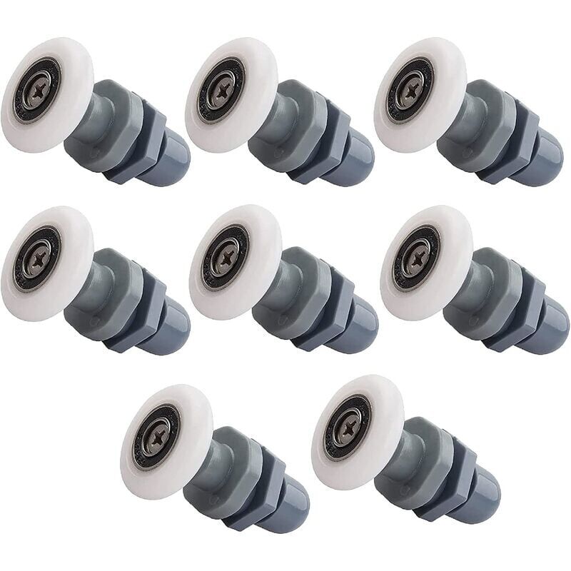 foto del prodotto ruota per porta doccia rotante da 8 pezzi, rullo per doccia da 25 mm, rulli per porte scorrevoli, adatti per porte in vetro con uno spessore di circa