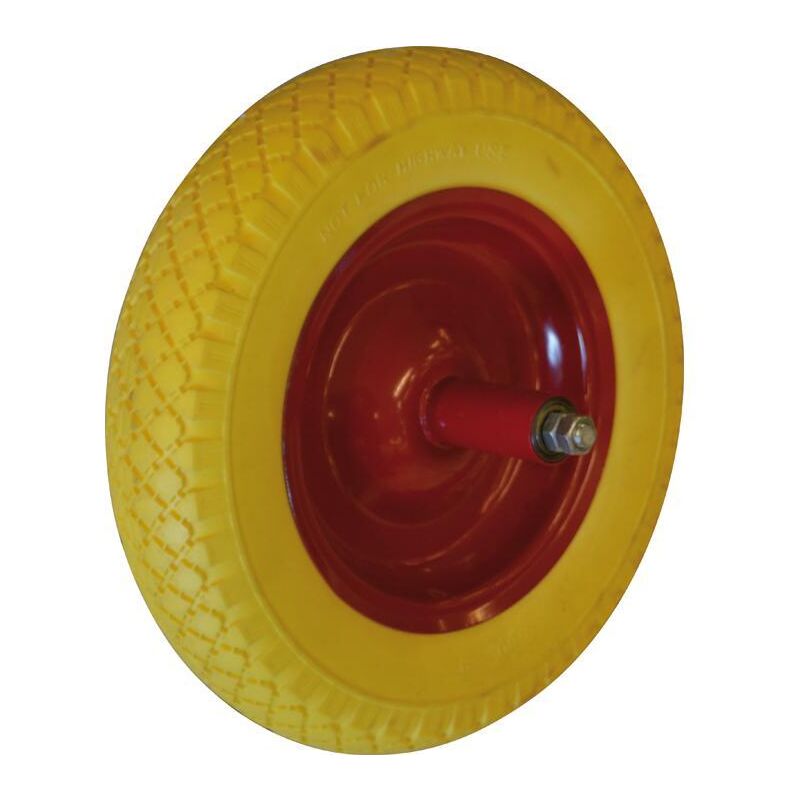 foto del prodotto ruota piena gialla per carriola ruota 350 mm asse 200 mm maurer