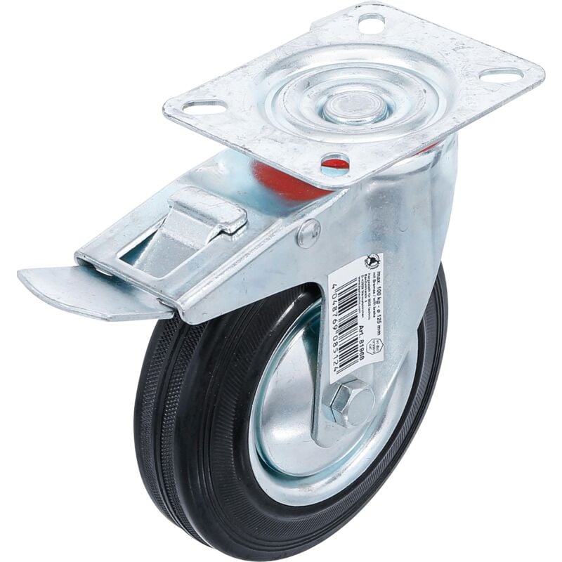 foto del prodotto ruota piroettante con freno con supporto fisso 125 mm
