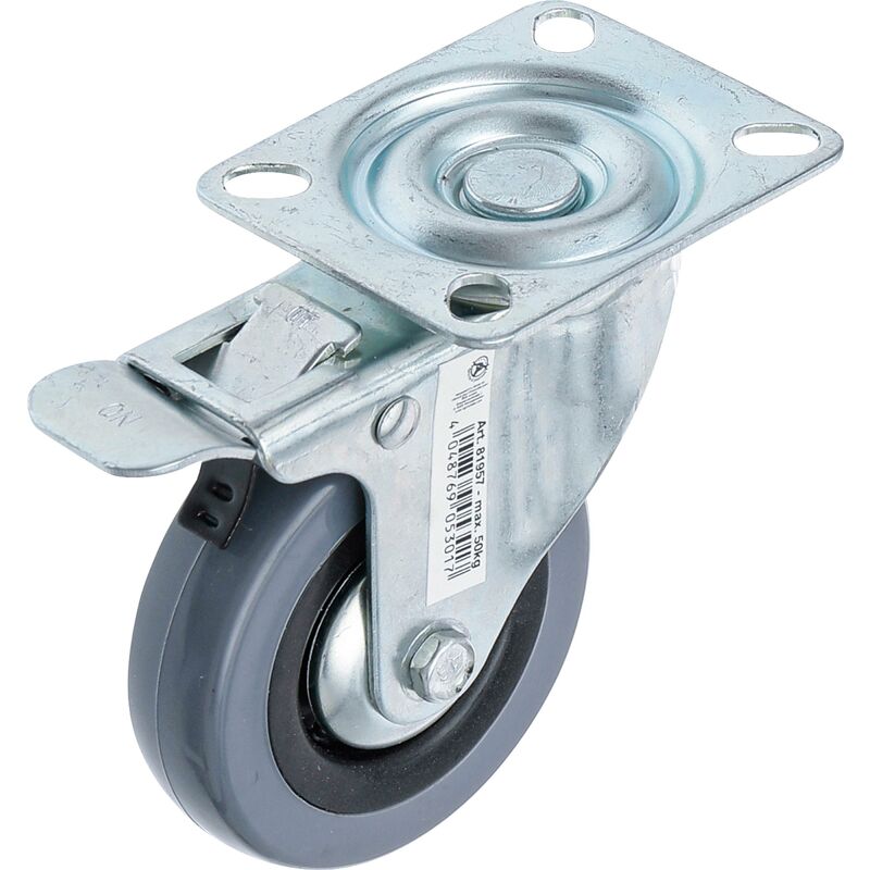 foto del prodotto ruota piroettante con freno con supporto fisso 75 mm