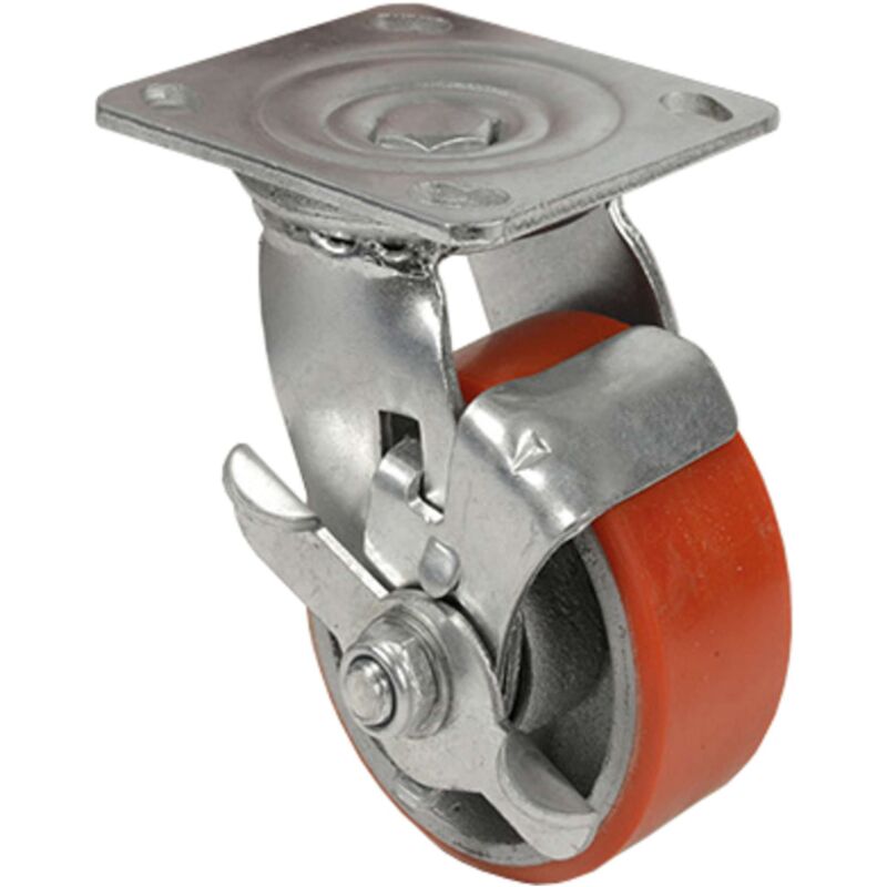foto del prodotto ruota poliuretano 100x32 girevole freno export
