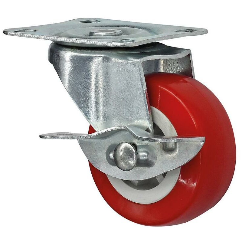 foto del prodotto ruota pvc rossa mm.40 piastra gir. freno