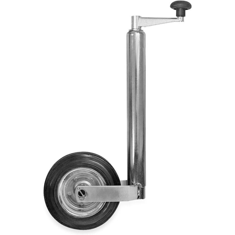 foto del prodotto ruota ruotino in gomma sollevamento carrello appendice rimorchio roulotte registrabile 48 mm
