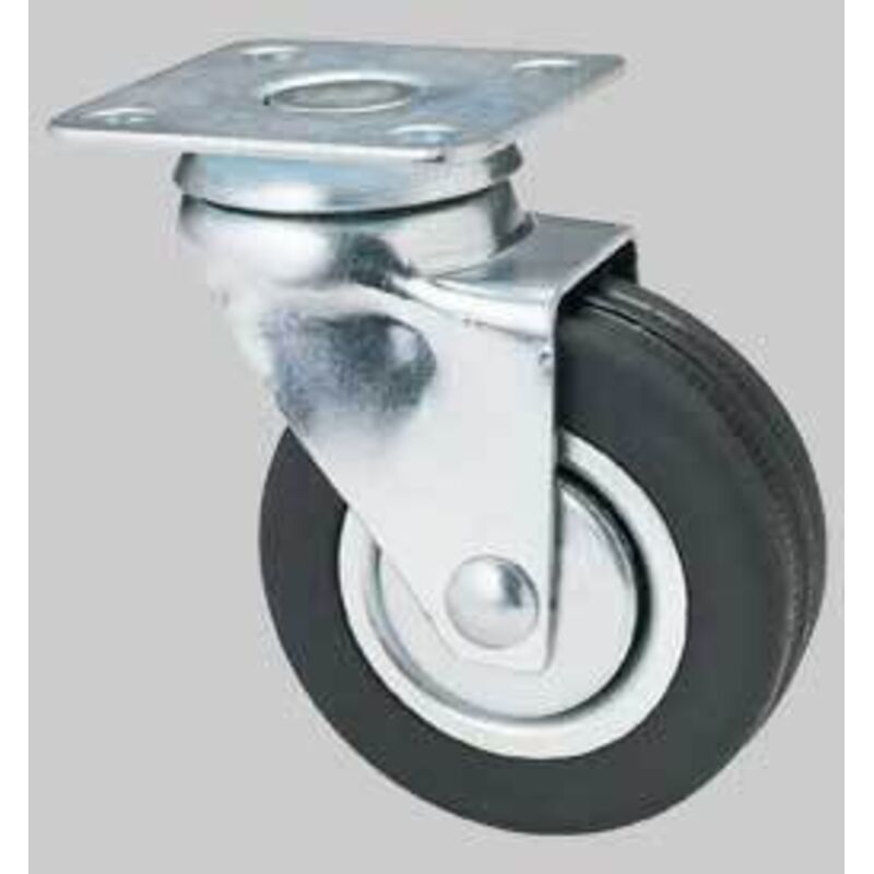 foto del prodotto ruote a forcella in gomma con piastra girevole 160 - mm.50x18 piastra mm.40x40 mm.66h. port. kg.30