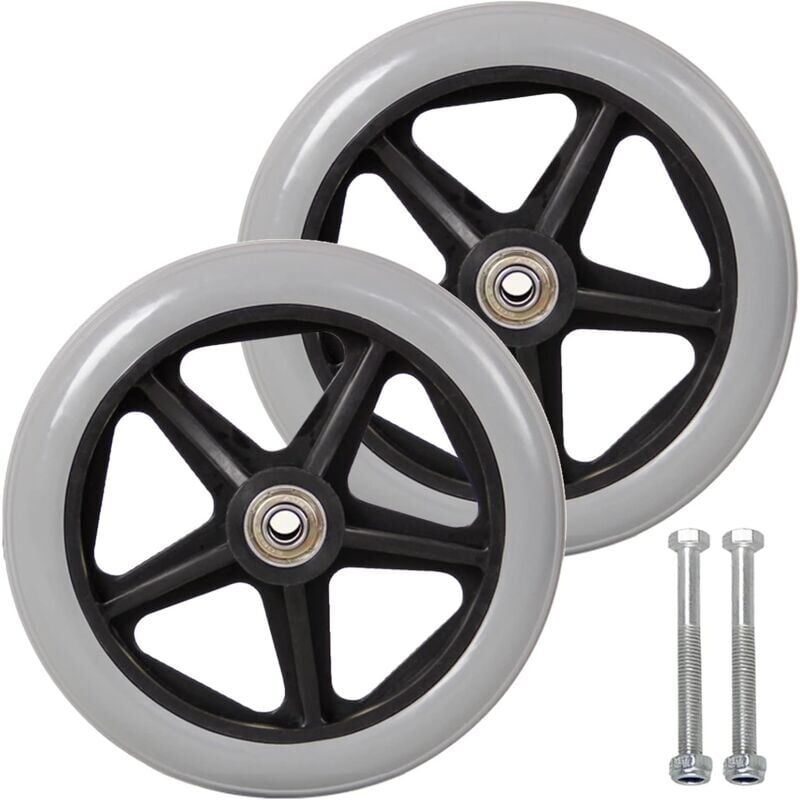 foto del prodotto ruote anteriori girevoli ymyny da 6 pollici, 2 ruote di ricambio per sedia a rotelle, pneumatici solidi antiscivolo, 150 mm, grigio in nero, ruote