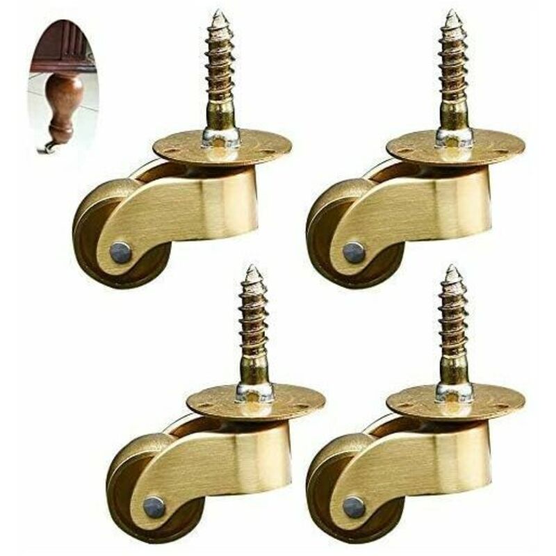 foto del prodotto ruote girevoli 4x casters, ruote per mobili in ottone, ruote per trasporto, ruote girevoli, ruote silenziose, per mobili, elettrodomestici e
