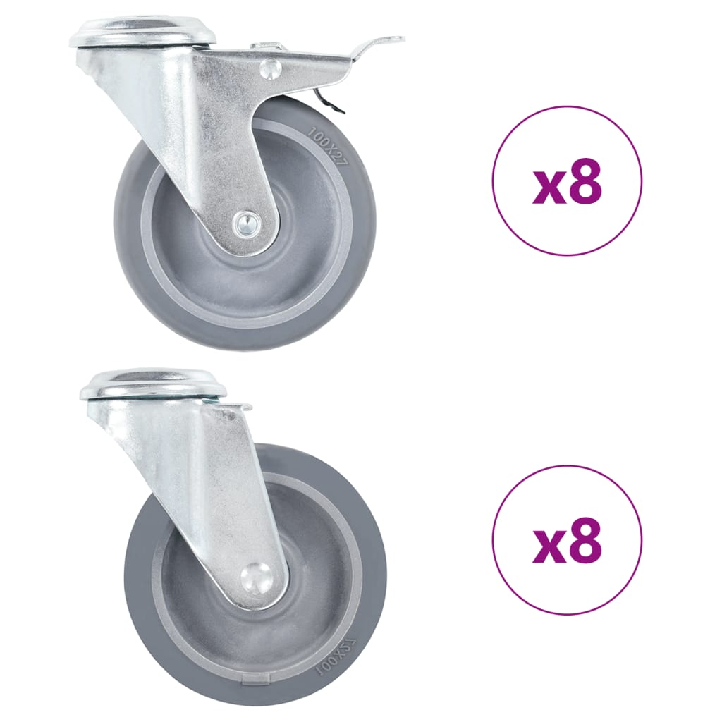 foto del prodotto ruote girevoli con foro per bullone 16 pz 100 mm cod mxl 61763