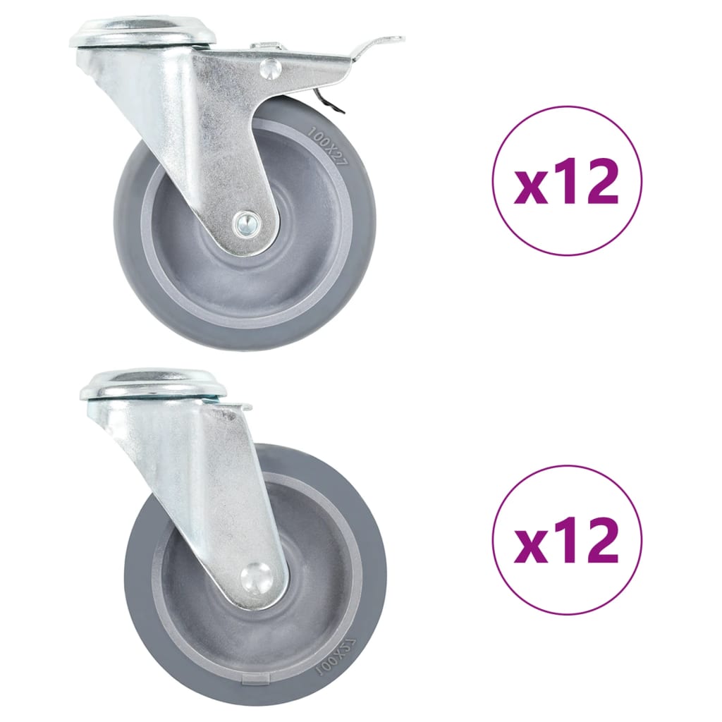 foto del prodotto ruote girevoli con foro per bullone 24 pz 100 mm cod mxl 67694