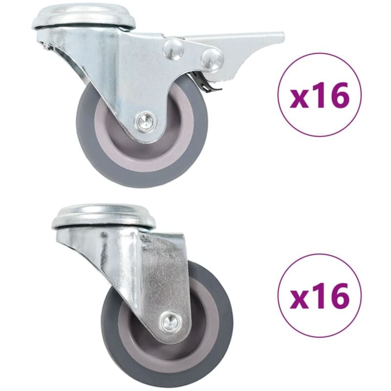 foto del prodotto ruote girevoli con foro per bullone 32 pz 50 mm vidaxl