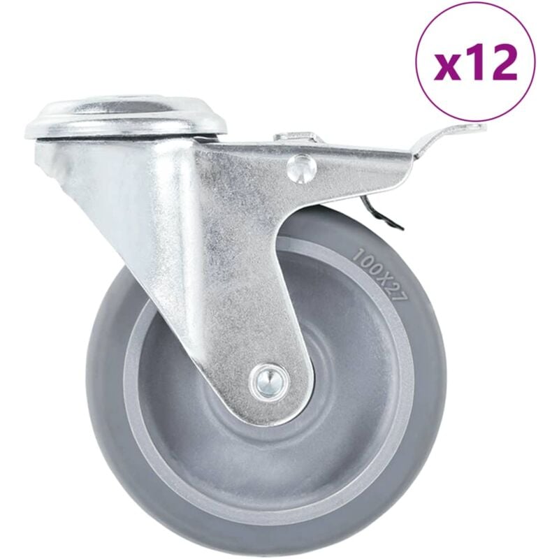 foto del prodotto ruote girevoli con foro per bulloni 12 pz 100 mm vidaxl