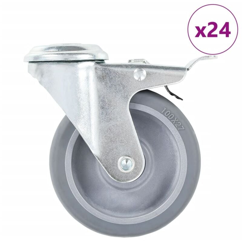 foto del prodotto ruote girevoli con foro per bulloni 24 pz 100 mm vidaxl