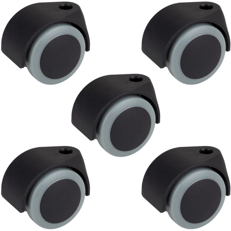 foto del prodotto ruote girevoli d rner helmer set di 5, sedia da ufficio, 50 mm x 54 mm, capacit di carico 120 kg, foro posteriore da 11 mm, plastica, grigio nero