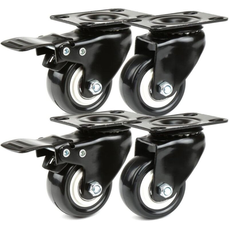 foto del prodotto ruote girevoli in pu nere 50 mm resistenti carrello per mobili, carrello industriale