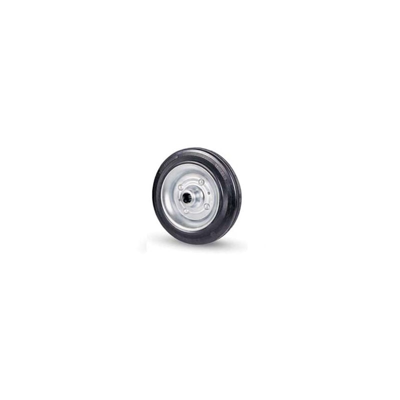foto del prodotto ruote industriali semplici flangia acciaio in gomma 112 mm.80x25 foro mm.12 port. kg.50