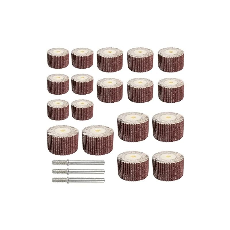foto del prodotto ruote lamellari per dremel kit di 18 frese di fascia alta con 3 diverse dimensioni grana 80, 120, 180 per una finitura impeccabile