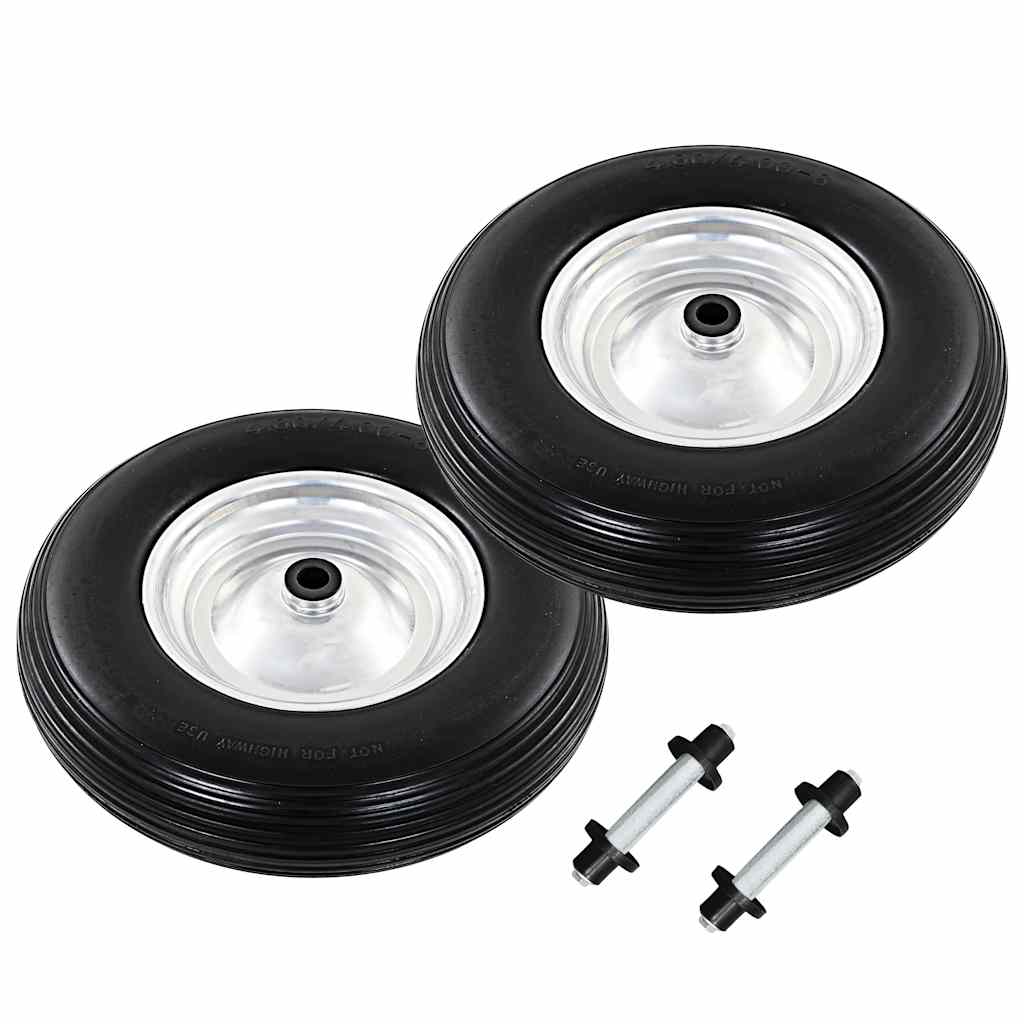 foto del prodotto ruote per carriola 2 pz con asse in pu solido 4.00 8 390 mm cod mxl 67500