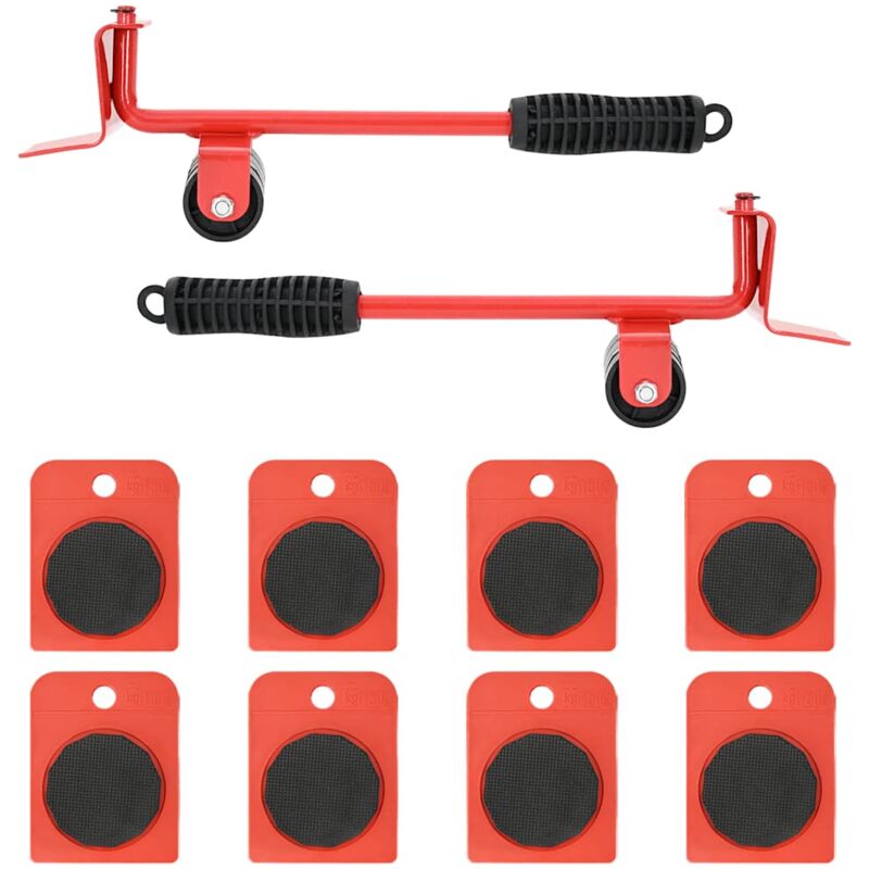 foto del prodotto ruote per mobili 8 pz con sollevatori rosso 9,8x7,5x3 cm 150 kg vidaxl