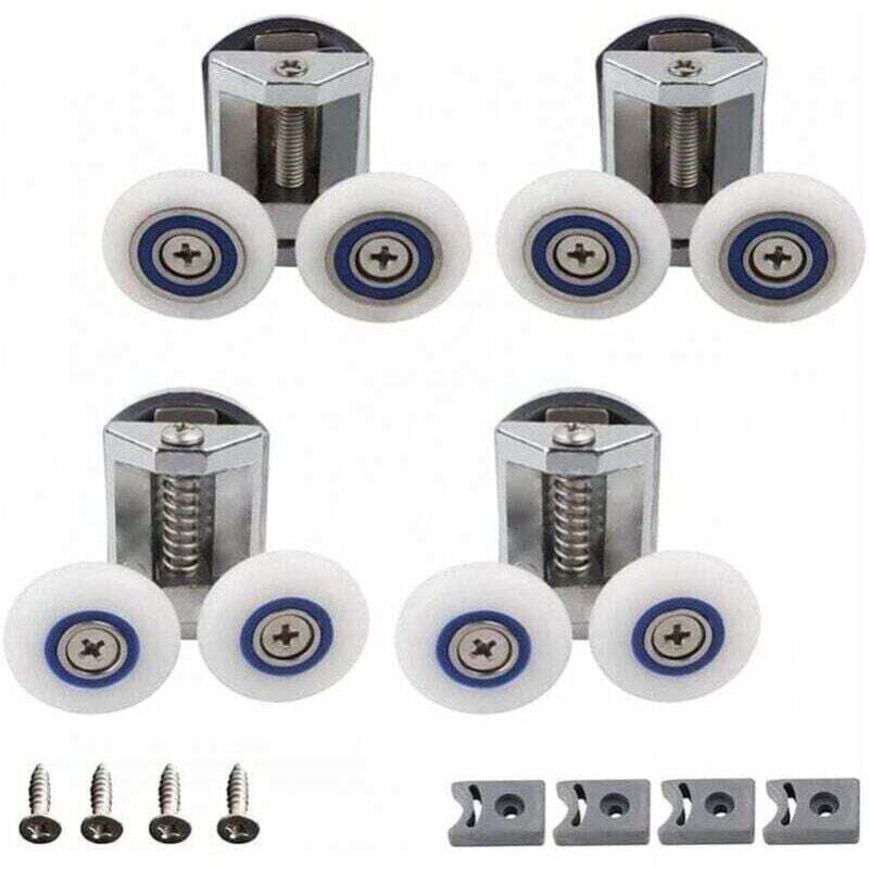 foto del prodotto ruote per porta doccia, 4 pezzi, ruote doppie per porta doccia, rulli per porta doccia, rulli per cabina doccia, possono essere utilizzati per