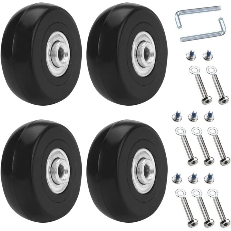 foto del prodotto ruote universali per valigie, ruote di ricambio per bagagli da 50 x 18 mm, rotelle di ricambio per valigie, ruote per valigie, kit per valigie in