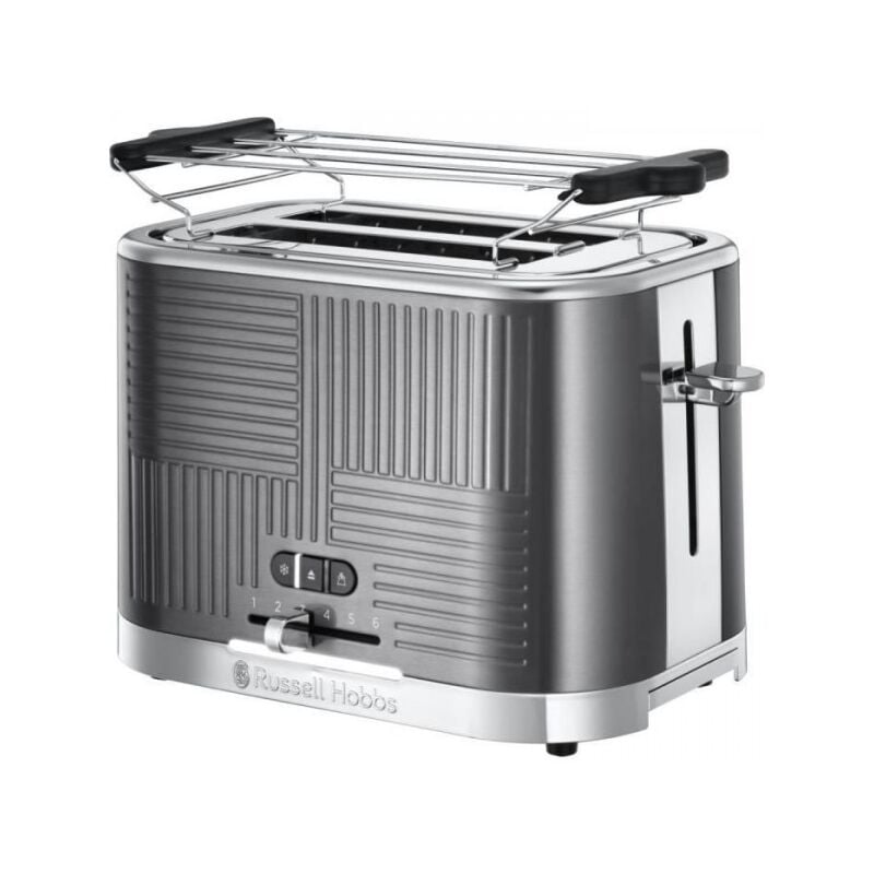 foto del prodotto russell hobbs 25250 56 geo steel tostapane tostapane, 4 funzioni, temperatura regolabile, scalda forno, pinza