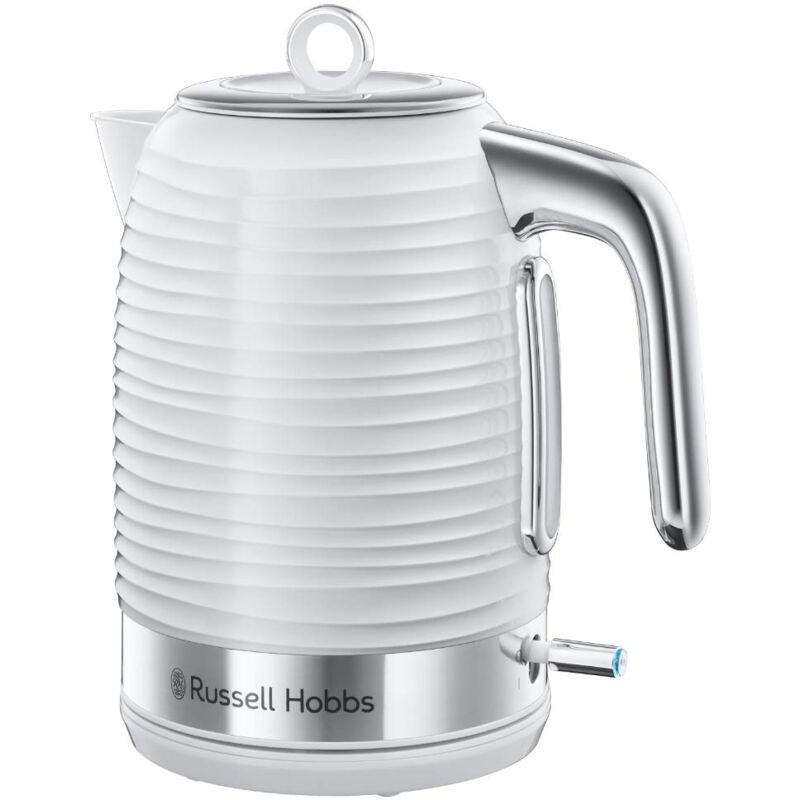 foto del prodotto russell hobbs bollitore elettrico 1,7 l, 2400 w color bianco con struttura lucida funzione di ebollizione rapida, filtro anticalcare