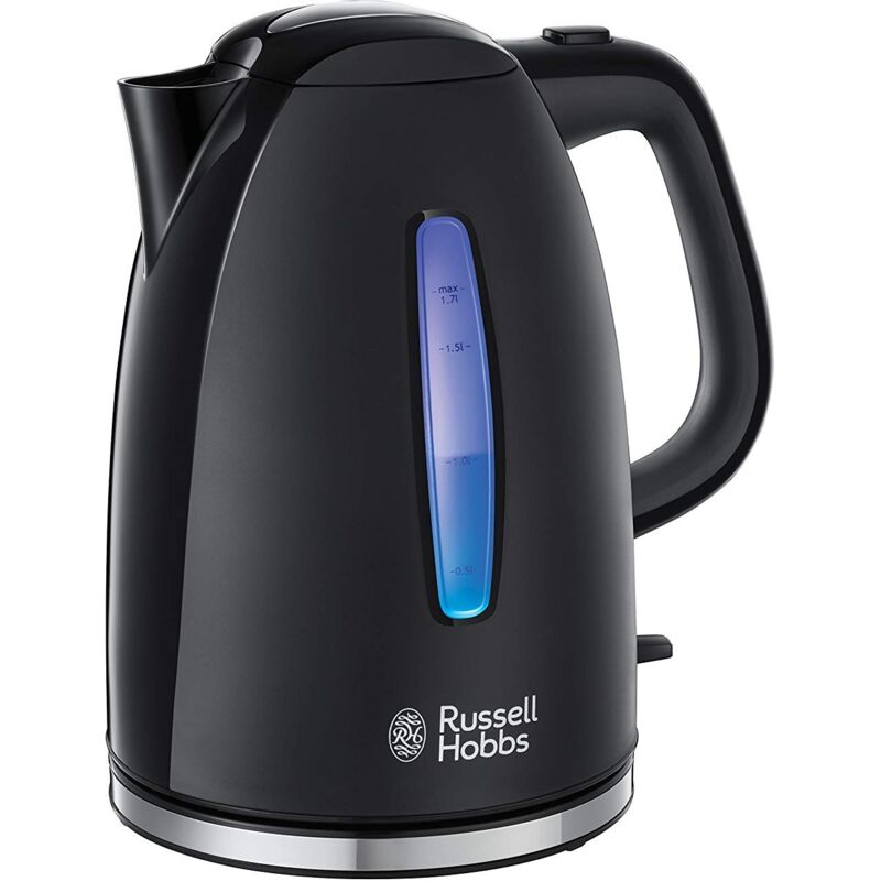 foto del prodotto russell hobbs bollitore elettrico 1,7 l, 2400 w illuminazione led blu ebollizione rapida, filtro anticalcare rimovibile, indicatore livello