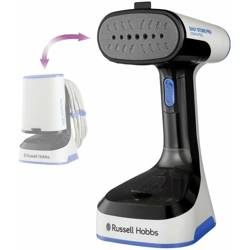 foto del prodotto russell hobbs ferro da stiro verticale 1500w, pieghevole e antibatterico steam genie easy store sanitizza, riscaldamento rapido, serbatoio da