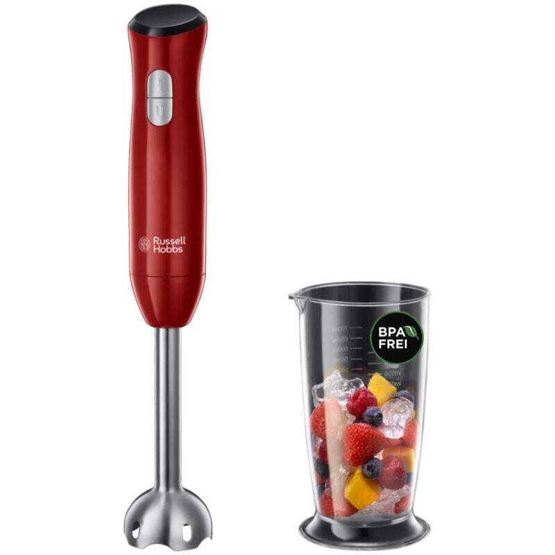 foto del prodotto russell hobbs frullatore a immersione rosso 2 velocit , bicchiere da 700ml lavabile in lavastoviglie no bpa, tritatutto per frullati, zuppe,