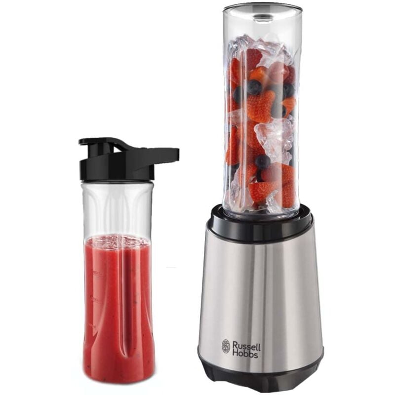 foto del prodotto russell hobbs frullatore elettrico smoothie robot da cucina e frullatore portatile motore potente da 23.500 giri min, acciaio inox con 2