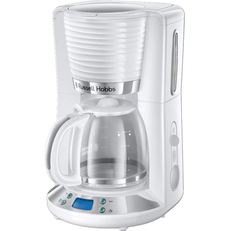 foto del prodotto russell hobbs macchina caff americano bianco lucido timer digitale, filtro per estrazione e aroma ottimali max 10 tazze caraffa in vetro da