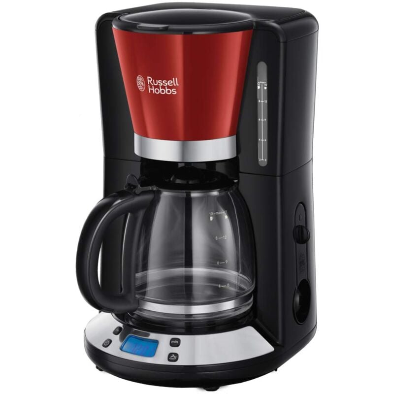 foto del prodotto russell hobbs macchina caff americano rosso timer digitale, con filtro per estrazione e aroma ottimali max 10 tazze caraffa in vetro da 1.25 l