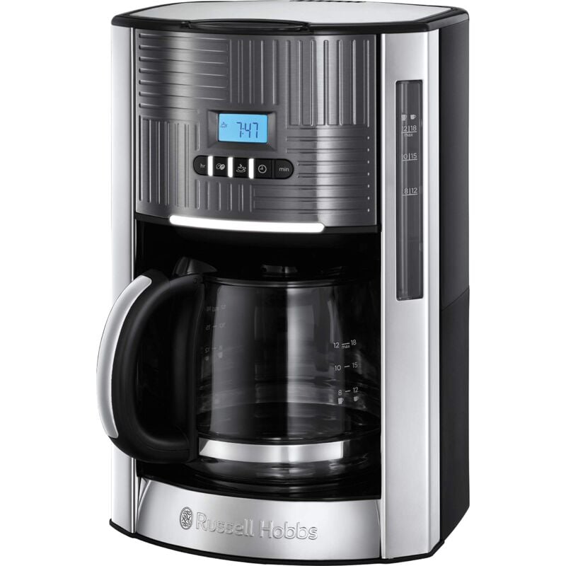 foto del prodotto russell hobbs macchina caff americano timer digitale, con filtro per estrazione e aroma ottimali filtro design geo grigio acciaio inox max 12