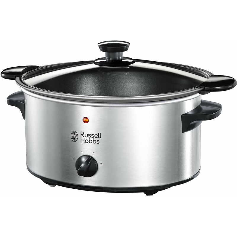 foto del prodotto russell hobbs slow cooker pentola elettrica per cottura lenta, acciaio inox antiaderente, 3.5 l, 160 w, 3 cotture, mantenimento in caldo,