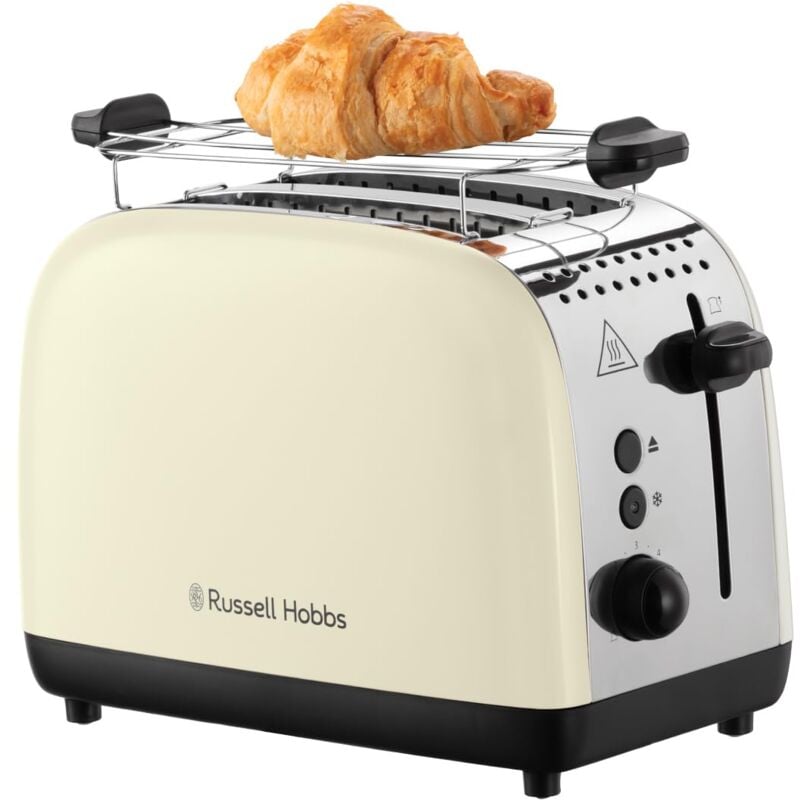 foto del prodotto russell hobbs tostapane 2 fette acciaio inox crema scomparti per toast extra larghi 6 livelli di doratura funzione di scongelamento funzione