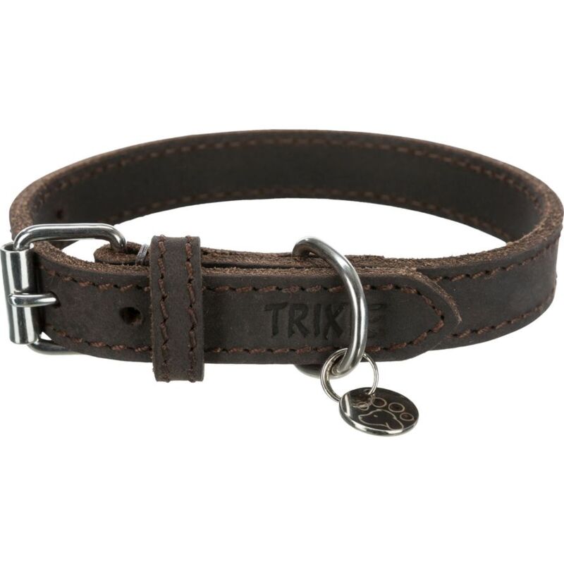 foto del prodotto rustic collare in pelle xs s 27 34cm 18mm marrone scuro