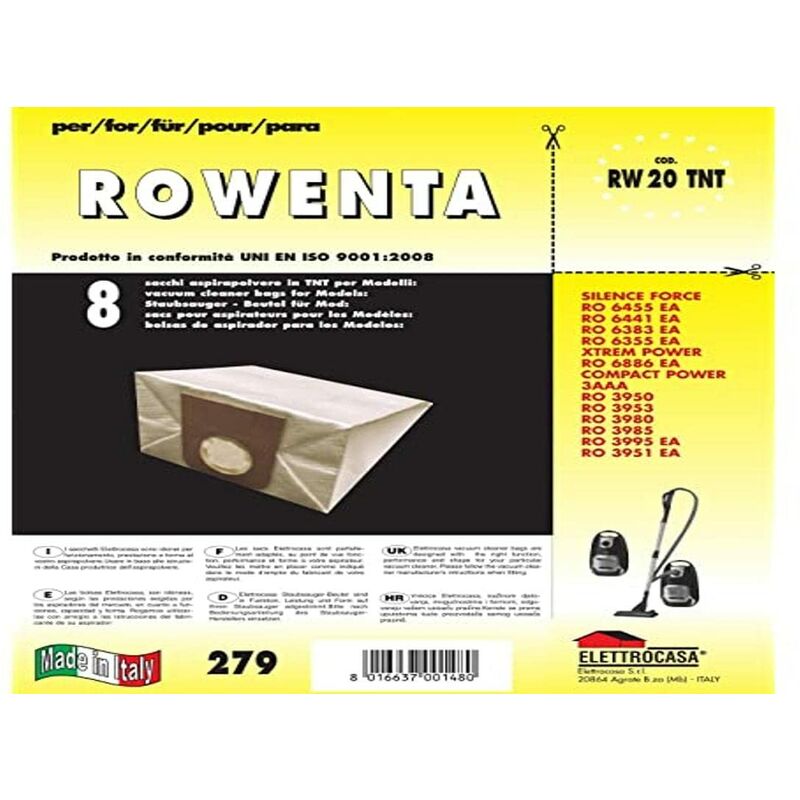 immagine 0 del prodotto rw 20 tnt 8 sacchi in tnt per rowenta