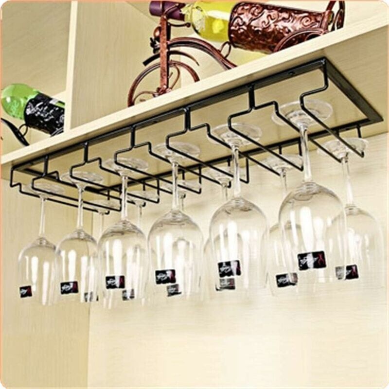 foto del prodotto rwoythk portabicchieri sospeso portabicchieri da vino con 6 binari per 12 18 bicchieri, 60 x 22,5 x 5,5 cm