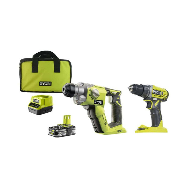 foto del prodotto ryobi confezione 18v one plus drill driver r18dd2 0 trapano a percussione 18v oneplus r18sds 125s batteria lithiumpl