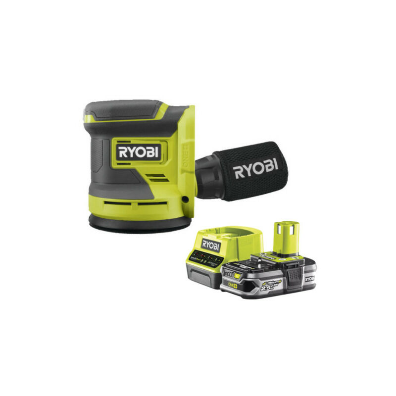foto del prodotto ryobi confezione 18v oneplus rros18 0 levigatrice eccentrica 1 batteria 2,5ah 1 caricatore rapido rc18120 125