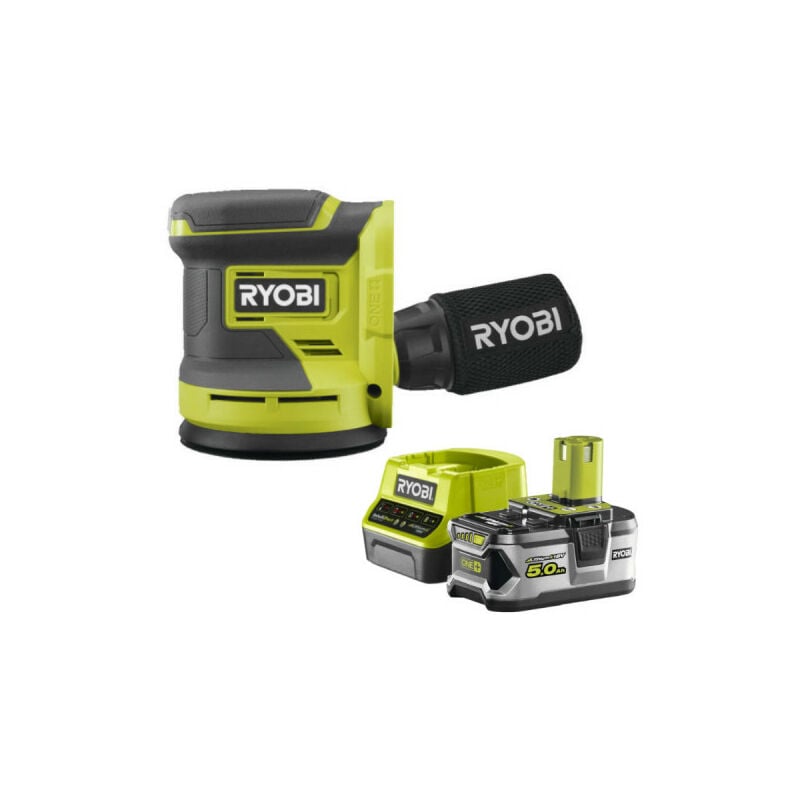 foto del prodotto ryobi confezione 18v oneplus rros18 0 levigatrice eccentrica 1 batteria 5.0ah 1 caricatore rapido rc18120 150