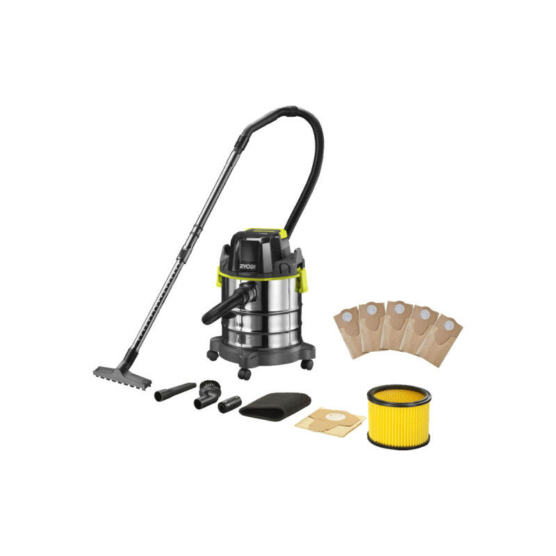 foto del prodotto ryobi confezione aspirapolvere a umido asciutto r18wdv 0 18v one plus senza batteria e caricabatterie set di 5 s