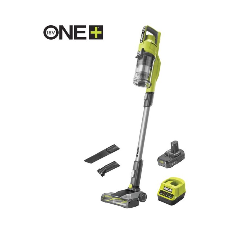 foto del prodotto ryobi confezione aspiratore a stelo rsv18 120g 18v oneplus 500ml 1 batteria 2.0ah 1 caricatore t te de sol 27,5cm