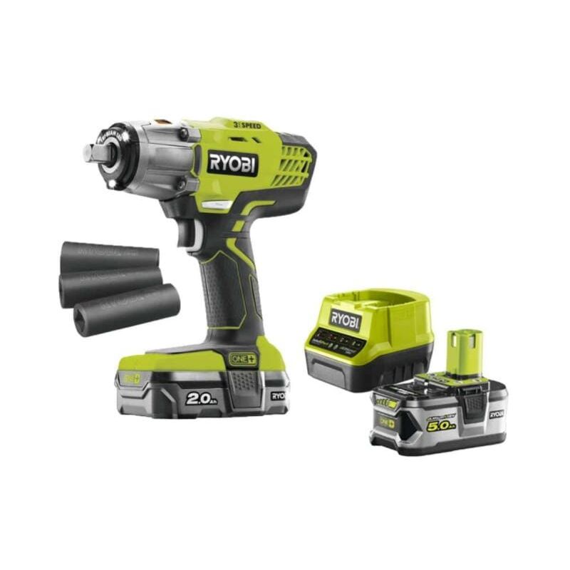 foto del prodotto ryobi confezione boulonneuse chocs 18v oneplus 1 batteria 2.0ah 1 caricatore r18iw3 120s 1 batteria 5.0ah ioni di litio rb18l50
