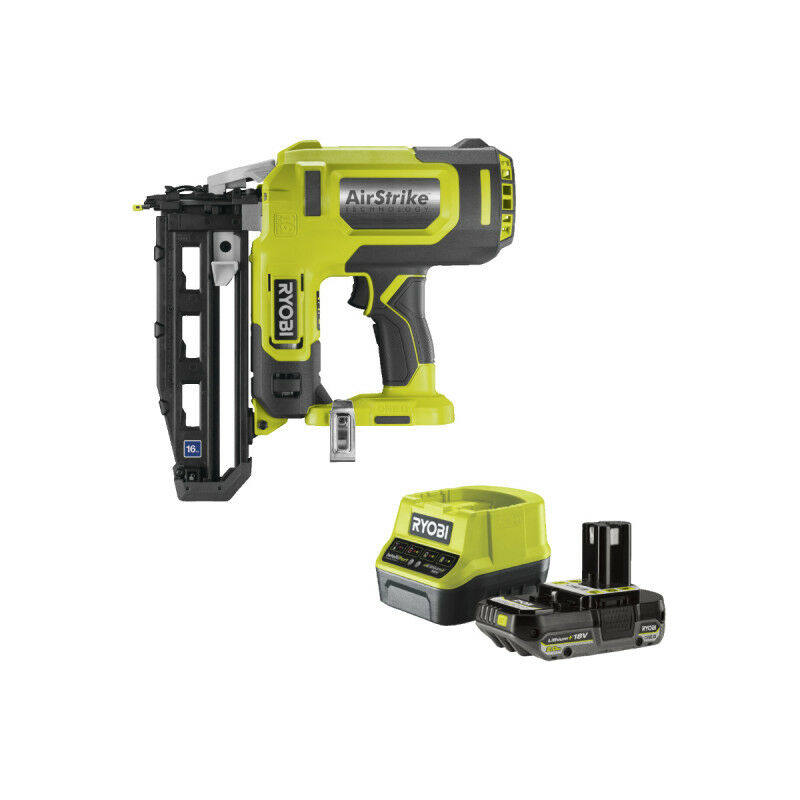 foto del prodotto ryobi confezione chiodatrice ad aria compressa r16gn18 0 18 v oneplus 1 batteria 2,0ah 1 caricatore rapido rc18120