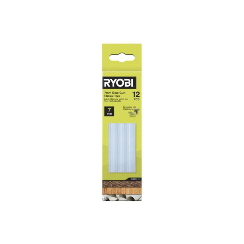 foto del prodotto ryobi confezione da 12 stick di colla 7 mm per pistola rglm18