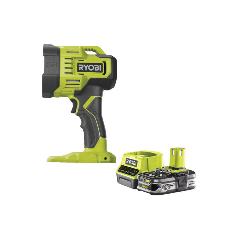 foto del prodotto ryobi confezione faretto led 18v oneplus 3000 lumen rls18 0 1 batteria 2,5ah 1 caricabatterie rapido rc18120 125