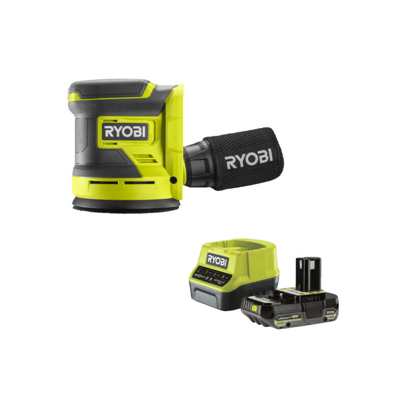 foto del prodotto ryobi confezione levigatrice eccentrica rros18 0 18v oneplus 1 batteria 2.0ah 1 caricatore rapido rc18120 120