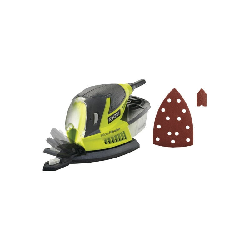foto del prodotto ryobi confezione levigatrice triangolare 100w rps100 ga20 40 abrasivi sps20a