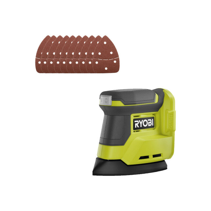 foto del prodotto ryobi confezione levigatrice triangolare rps18 0 18v oneplus senza batteria e caricabatterie set di 10 fogli abr